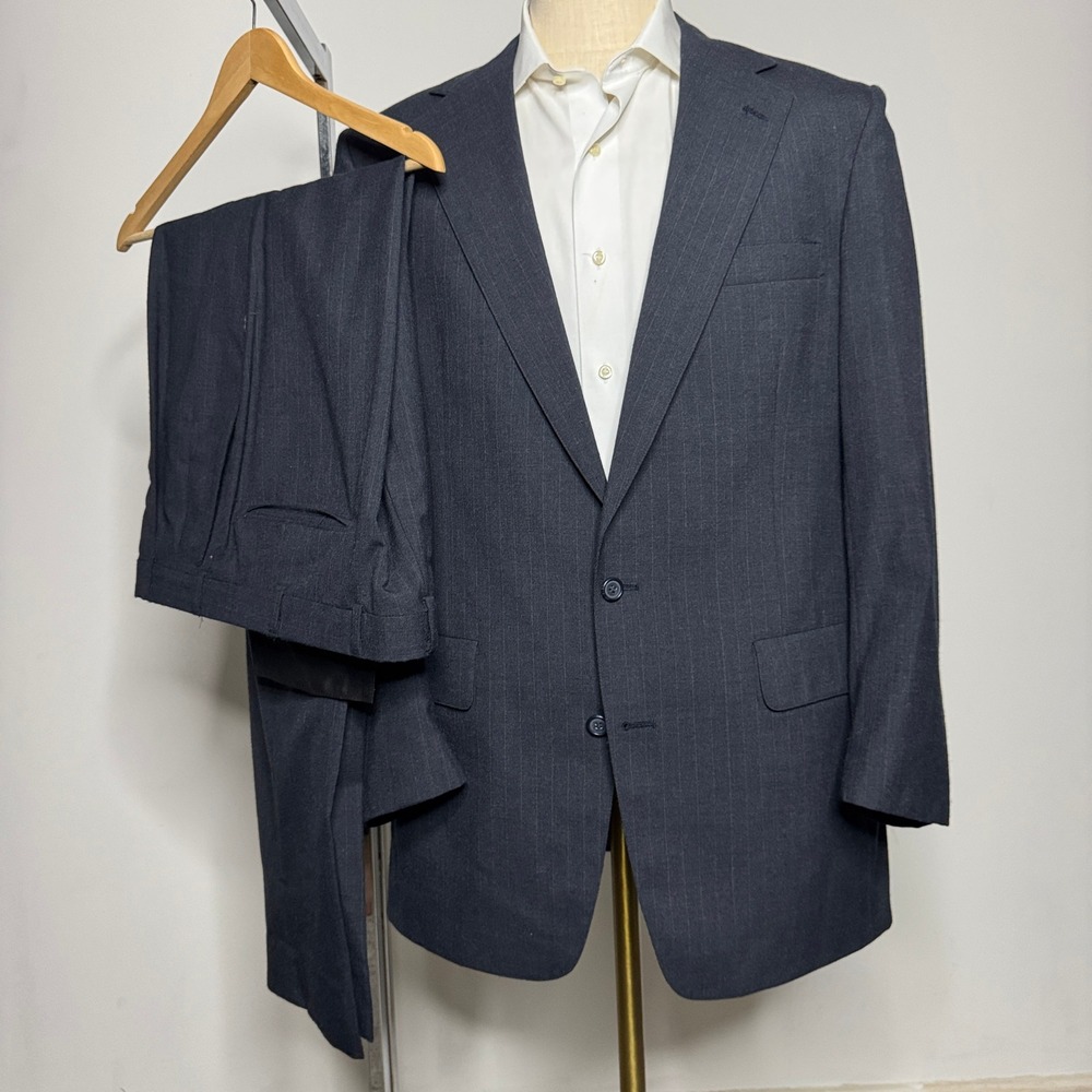 Vintage USA Christian Brooks Men's 44L 36W Wool Pinstripe Two-Piece‎ Suit